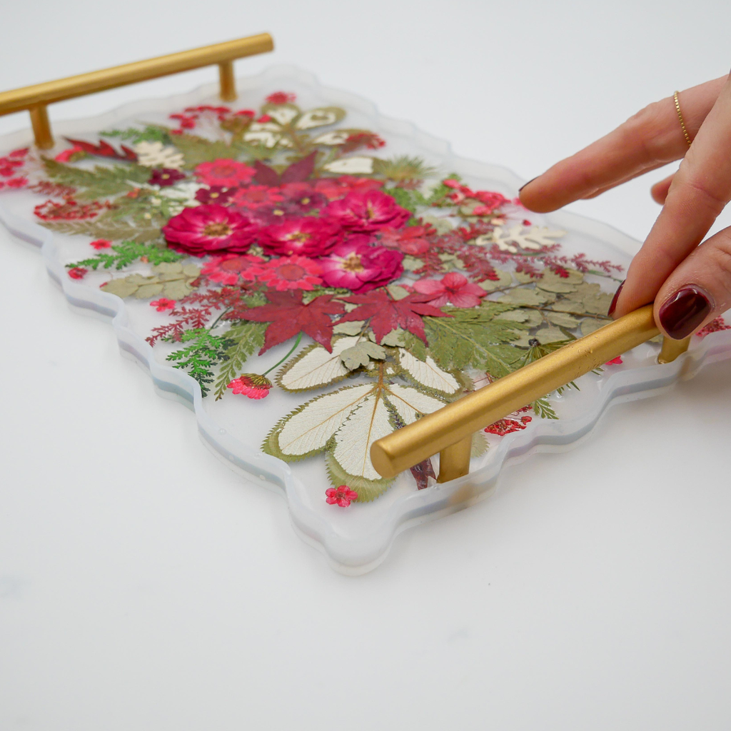 Holiday Floral Resin Serving Tray Kit