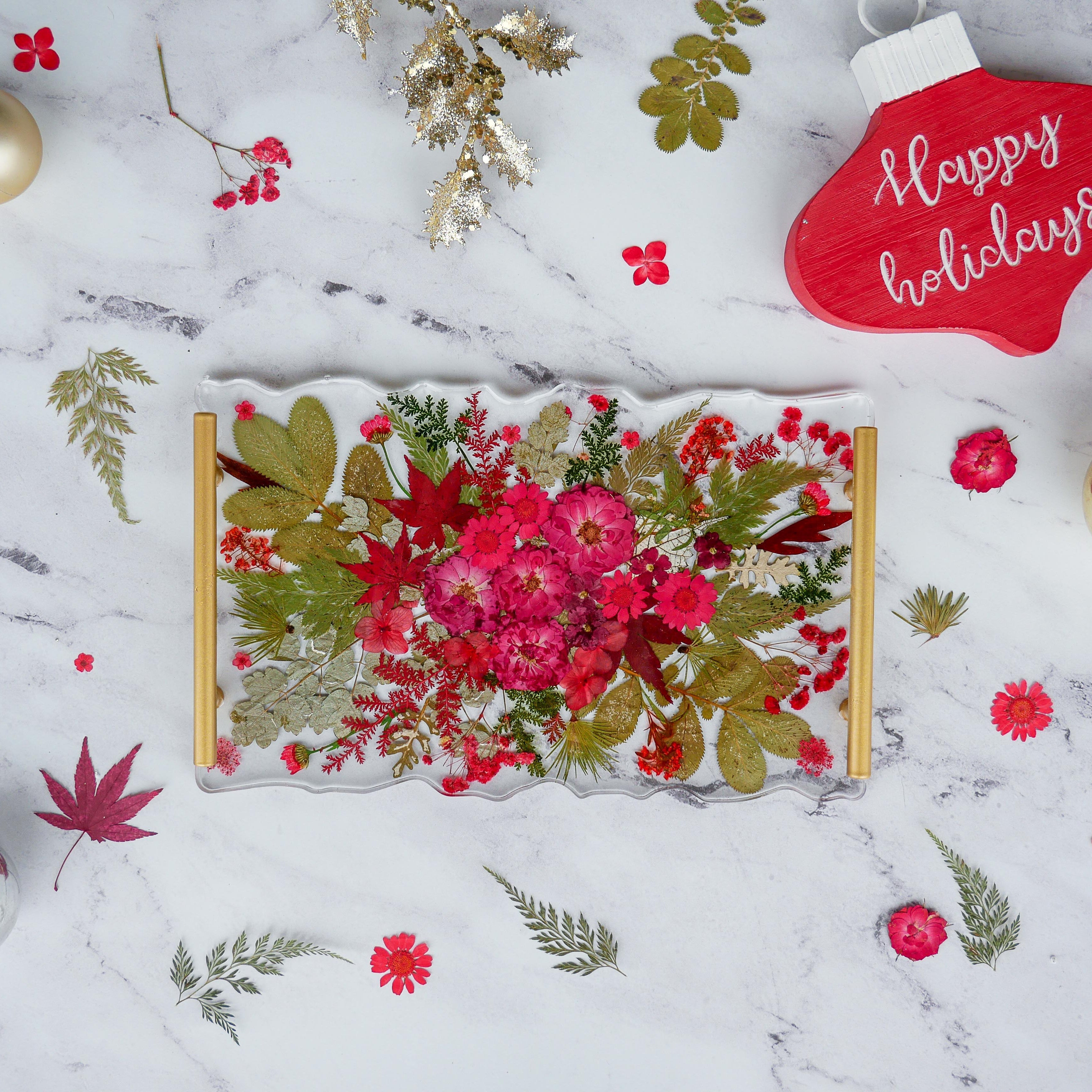 Holiday Floral Resin Serving Tray Kit