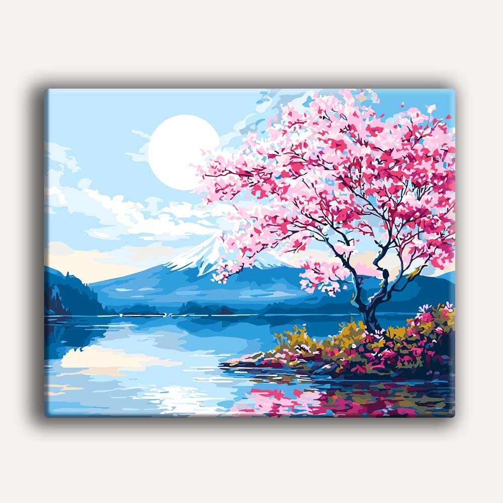 Moonlit Sakura Lake - Paint By Numbers Kit