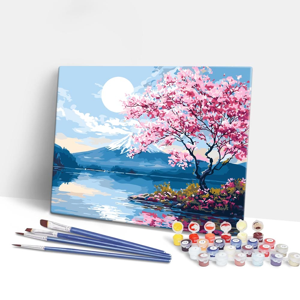Moonlit Sakura Lake - Paint By Numbers Kit