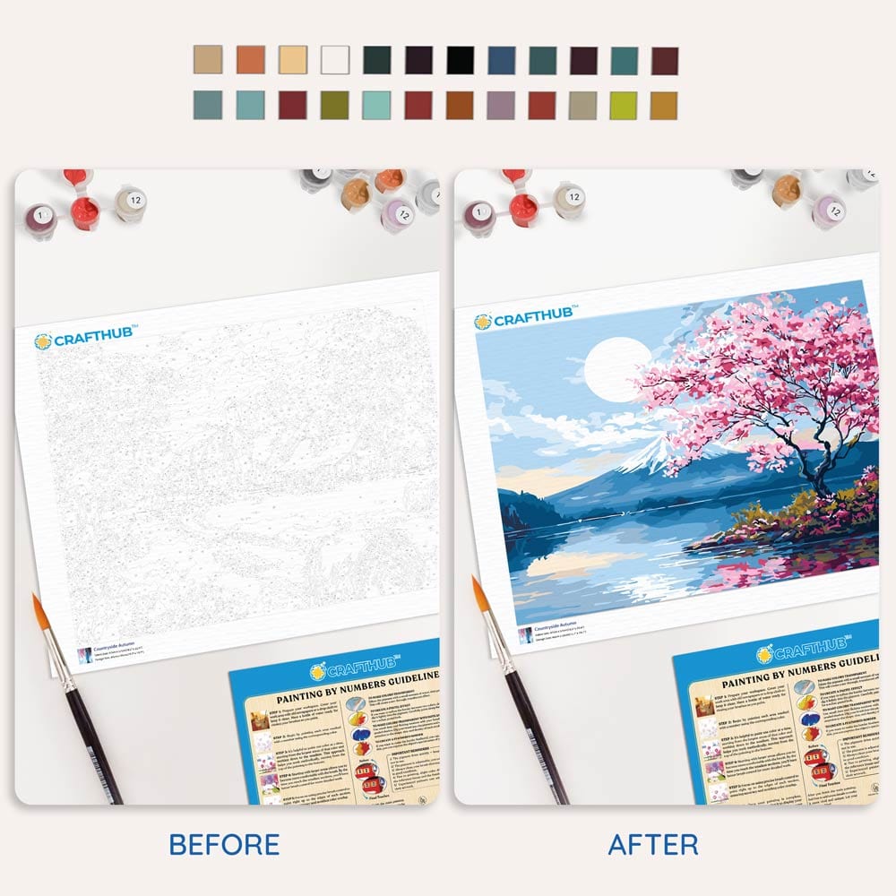 Moonlit Sakura Lake - Paint By Numbers Kit