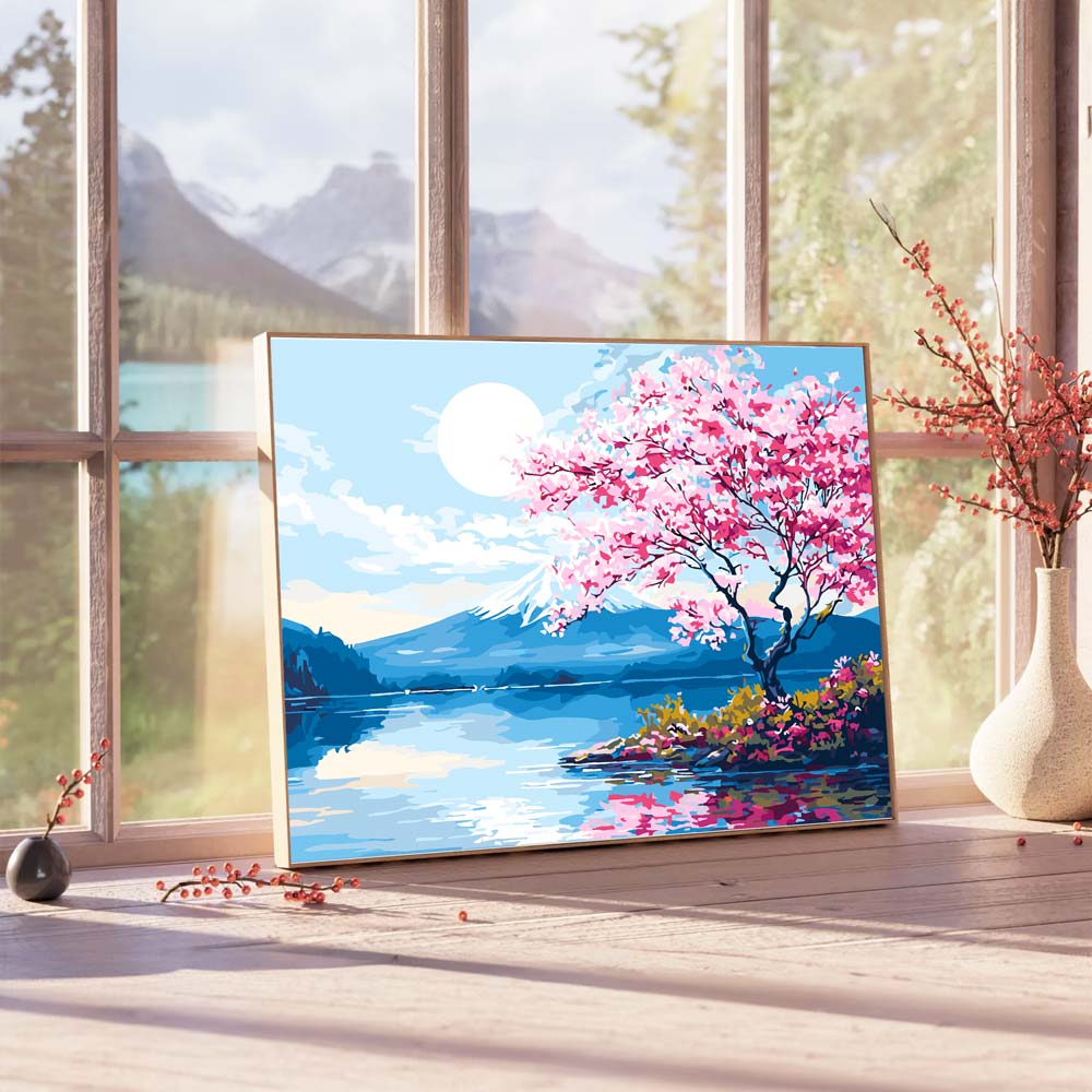 Moonlit Sakura Lake - Paint By Numbers Kit