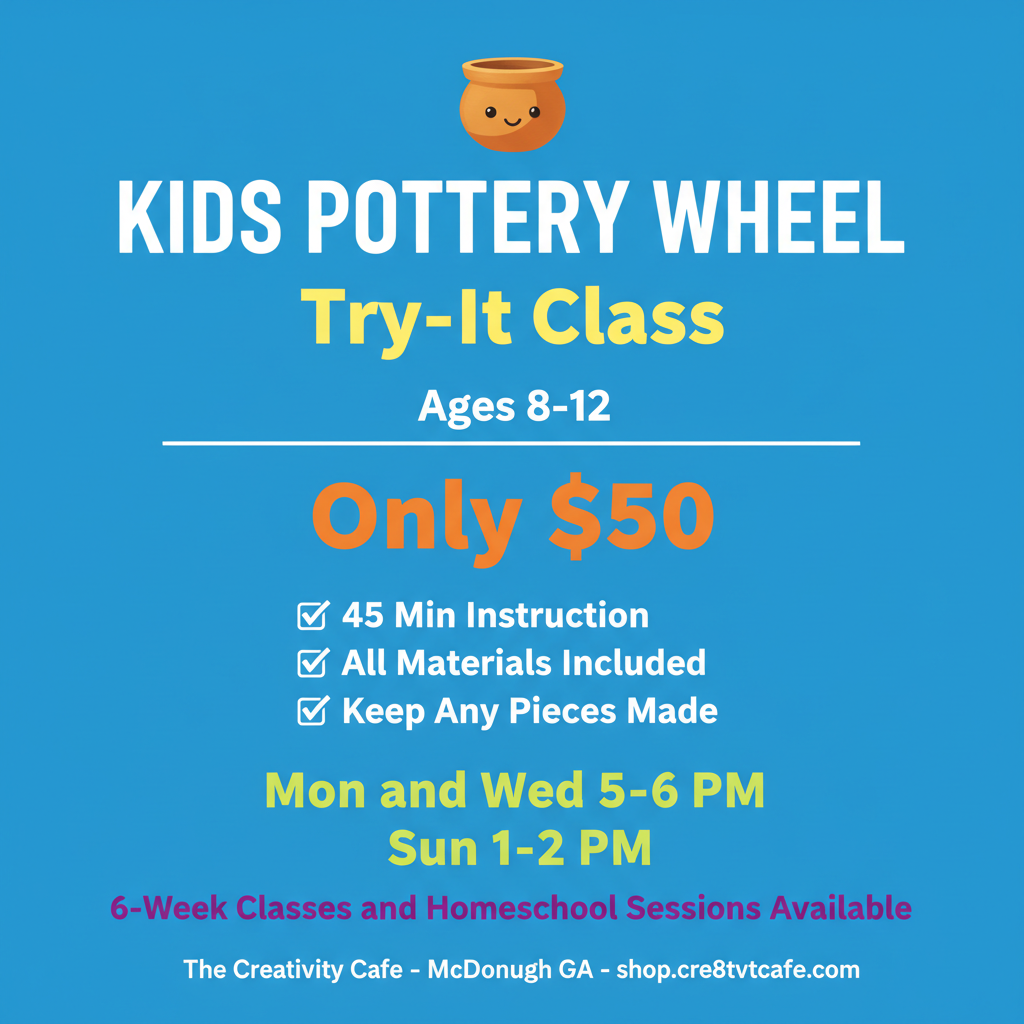 Kids - Pottery Wheel Try-It Experience with Instructor ( 8 -12)