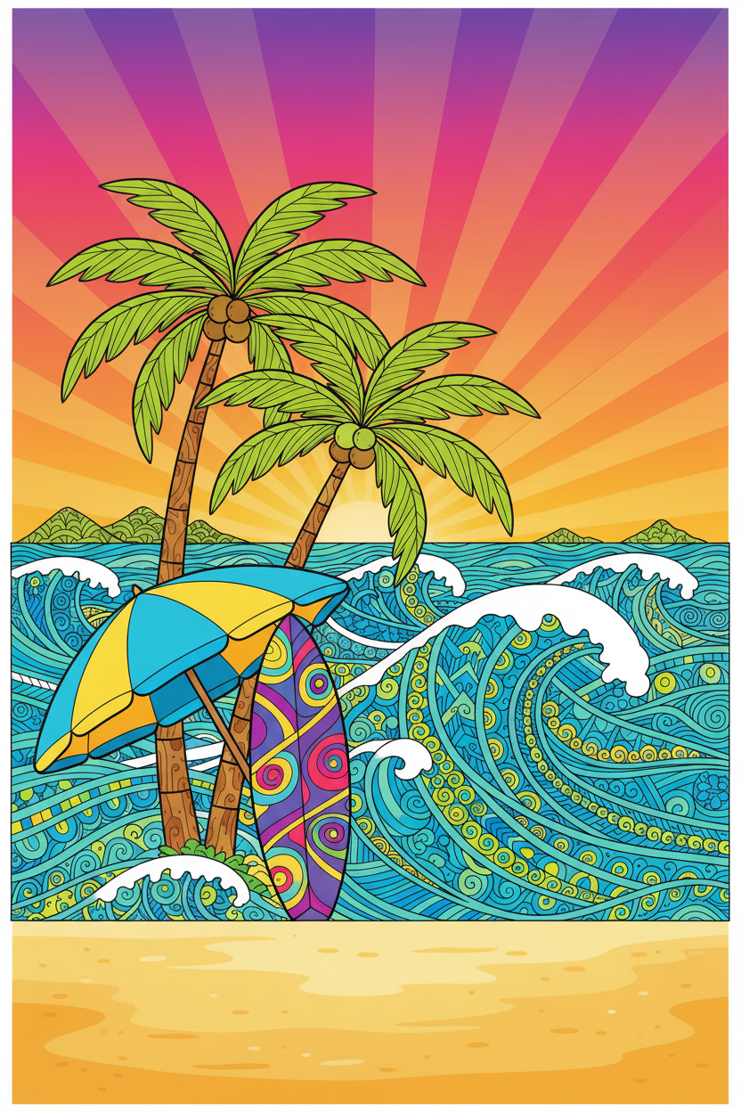 Tropical Beach - Colored